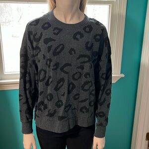 Style & Co Grey Leopard Print Crewneck Sweatershirt Size Small